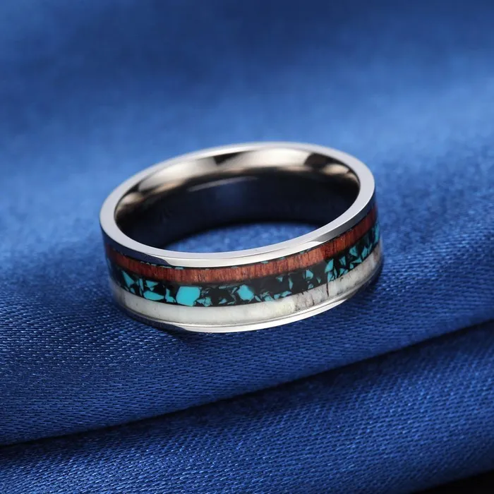 sparklingselections Rings Vintage 8mm Men Genuine Deer Titanium Ring sparklingselections Rings Vintage 8mm Men Genuine Deer Titanium Ring