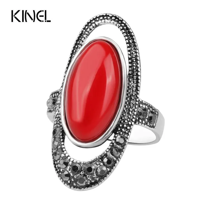 sparklingselections Silver Color Black Resin Mosaic Rhinestone Ring Rings