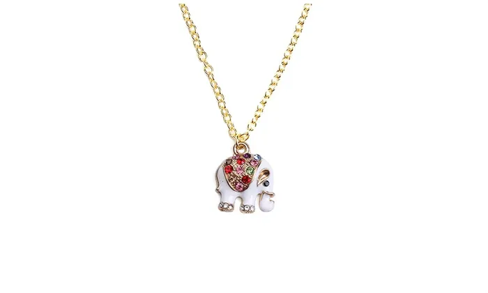 sparklingselections Womens White Elephant Pendant Enamel Multicolor Necklace Necklaces sparklingselections Womens White Elephant Pendant Enamel Multicolor Necklace Necklaces