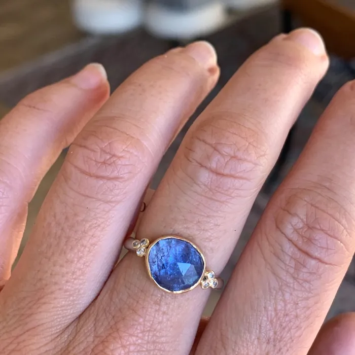 Tanzanite And Diamond cluster Ring in 14k gold and sterling silver Emily Amey Jewelry Rings
