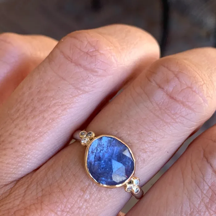 Tanzanite And Diamond cluster Ring in 14k gold and sterling silver Emily Amey Jewelry Rings