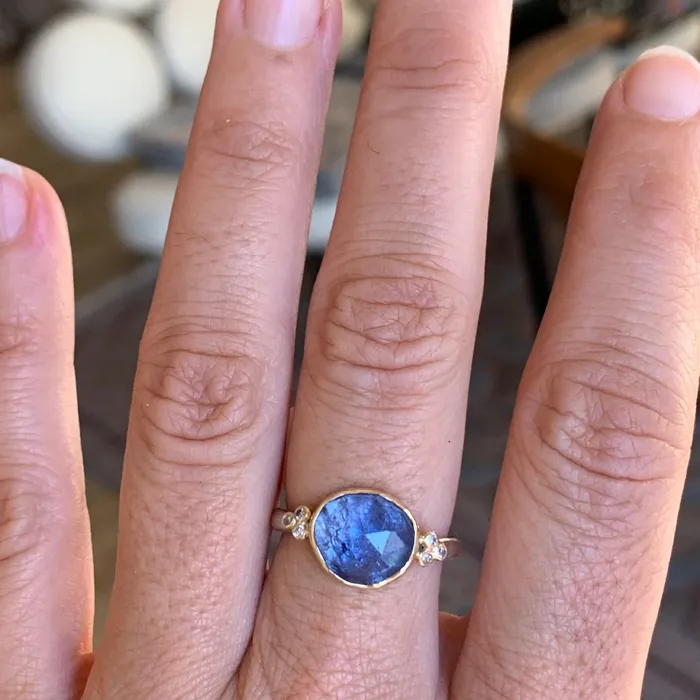 Tanzanite And Diamond cluster Ring in 14k gold and sterling silver Emily Amey Jewelry Rings