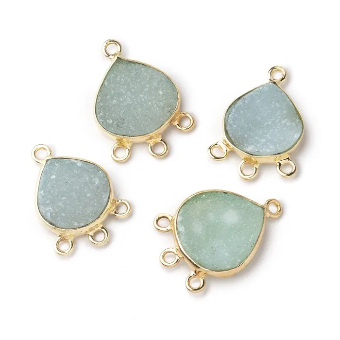 1012mm Vermeil Bezel Sea Green Drusy heart 3 ring Connector 1 piece Beadsofcambaycom Rings 1012mm Vermeil Bezel Sea Green Drusy heart 3 ring Connector 1 piece Beadsofcambaycom Rings