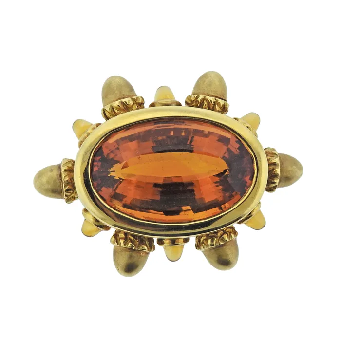 1999 Angela Cummings 35ct Citrine Gold Acorn Brooch Angela Cummings PreStyled Sets 1999 Angela Cummings 35ct Citrine Gold Acorn Brooch Angela Cummings PreStyled Sets