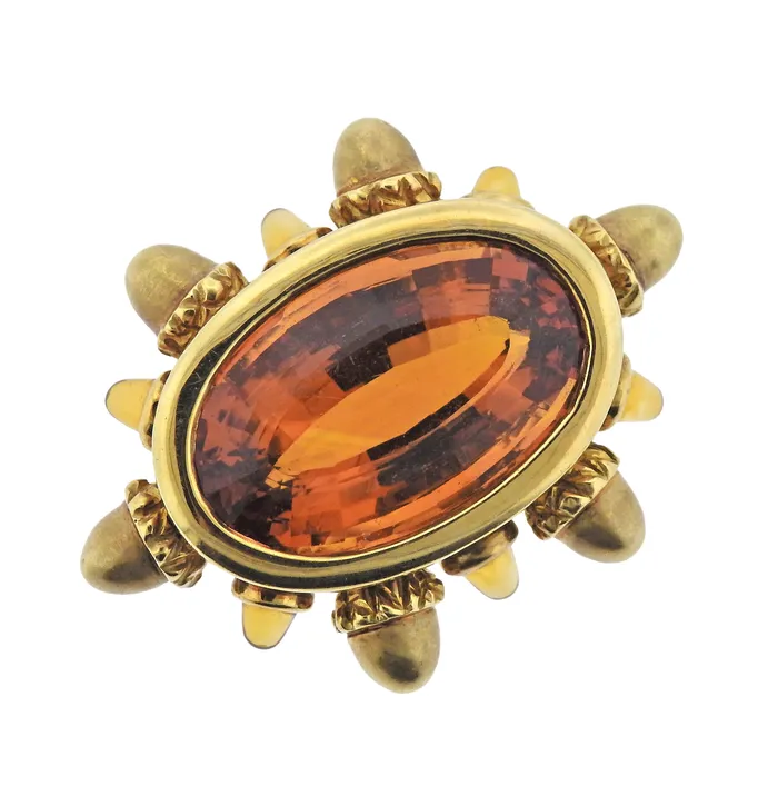 1999 Angela Cummings 35ct Citrine Gold Acorn Brooch Angela Cummings PreStyled Sets