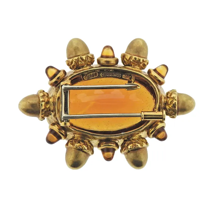 1999 Angela Cummings 35ct Citrine Gold Acorn Brooch Angela Cummings PreStyled Sets
