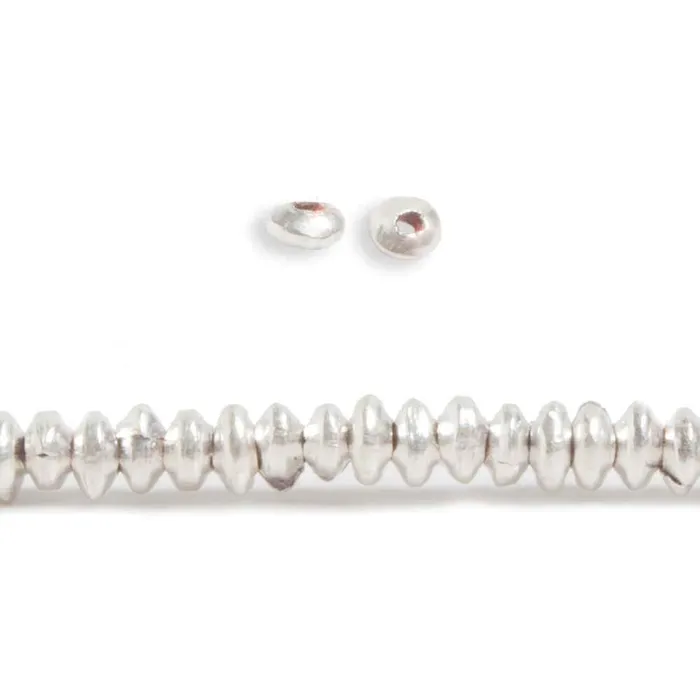 Beadsofcambaycom 25 mm Sterling Silver Plated Copper Strand Plain Rondelle 8 inch 95 beads Rings Beadsofcambaycom 25 mm Sterling Silver Plated Copper Strand Plain Rondelle 8 inch 95 beads Rings