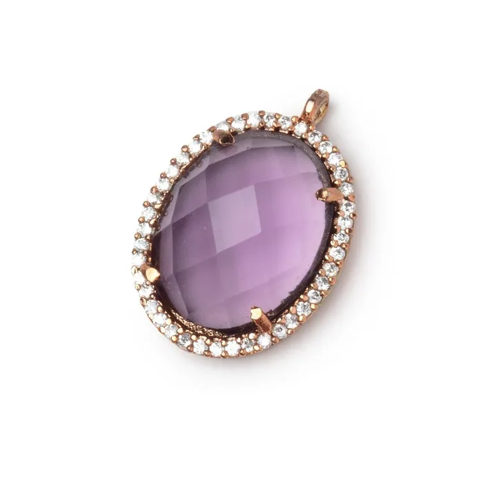 Beadsofcambaycom Necklaces 19x15mm Antiqued Rose Gold CZ Bezel Purple Hydro Quartz Oval Pendant 1 Focal Beadsofcambaycom Necklaces 19x15mm Antiqued Rose Gold CZ Bezel Purple Hydro Quartz Oval Pendant 1 Focal