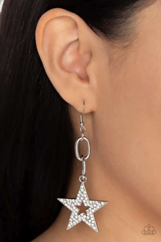 Cosmic Celebrity White Earrings Jewelry by Bretta Paparazzi Accessories Earrings Cosmic Celebrity White Earrings Jewelry by Bretta Paparazzi Accessories Earrings