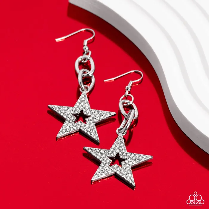 Cosmic Celebrity White Earrings Jewelry by Bretta Paparazzi Accessories Earrings