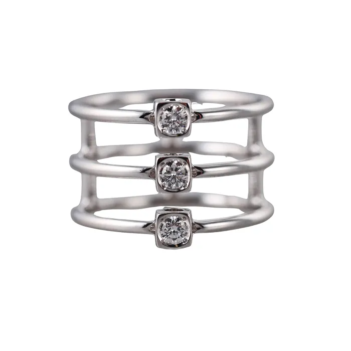 Dinh Van Rings Dinh Van Le Cube Diamond White Gold 3 Stone Band Ring