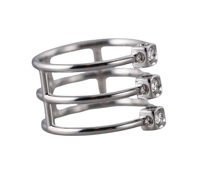 Dinh Van Rings Dinh Van Le Cube Diamond White Gold 3 Stone Band Ring