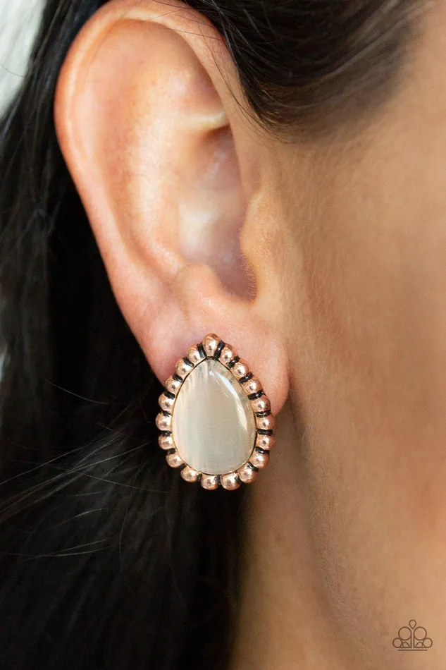 Earrings I Wanna GLOW Copper Earrings Jewelry by Bretta Paparazzi Accessories