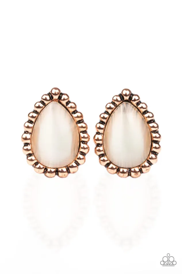 Earrings I Wanna GLOW Copper Earrings Jewelry by Bretta Paparazzi Accessories