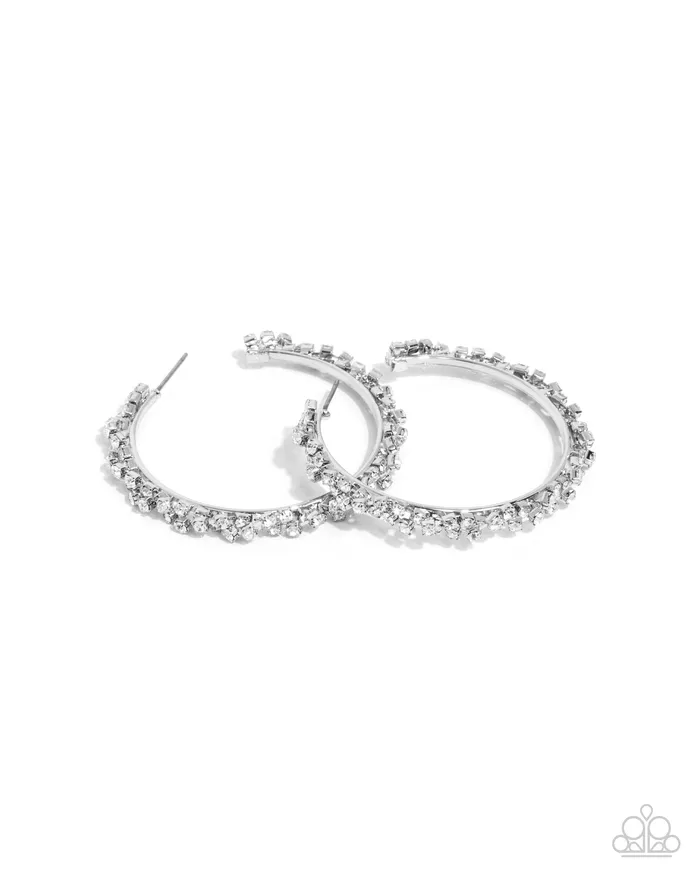 Earrings Paparazzi Accessories Divine Decoding White Hoop Earrings Jewelry by Bretta