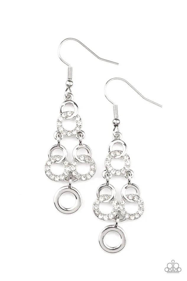 Earrings Paparazzi Accessories Luminously Linked White Earrings Jewelry by Bretta