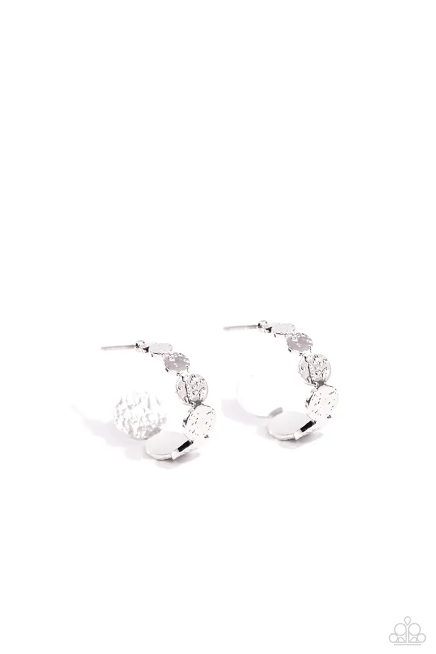 Earrings Paparazzi Accessories Textured Tease Silver Hoop Earrings Jewelry by Bretta
