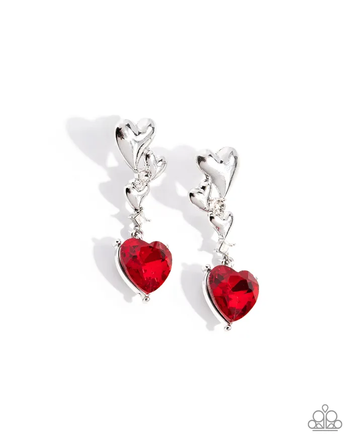 Earrings Paparazzi Accessories Valentines Vaudeville Red Heart Earrings Jewelry by Bretta