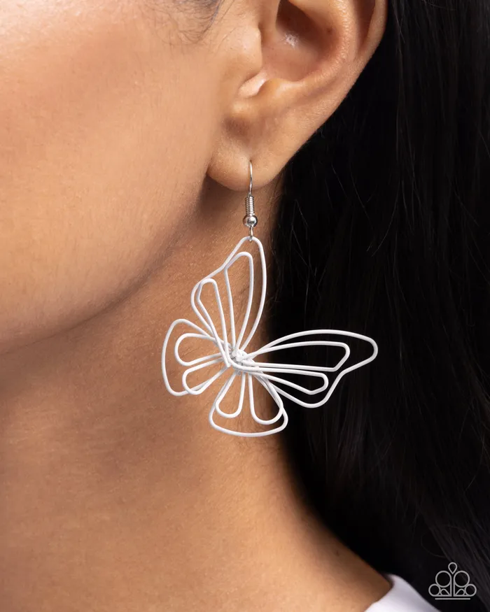 Earrings Rebirthed Radiance White Butterfly Earrings Jewelry by Bretta Paparazzi Accessories Earrings Rebirthed Radiance White Butterfly Earrings Jewelry by Bretta Paparazzi Accessories