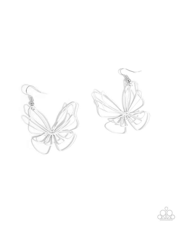 Earrings Rebirthed Radiance White Butterfly Earrings Jewelry by Bretta Paparazzi Accessories