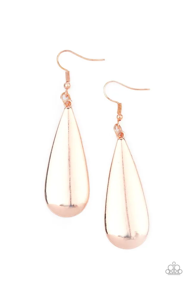Earrings The Drop Off Rose Gold Earrings Jewelry by Bretta Paparazzi Accessories