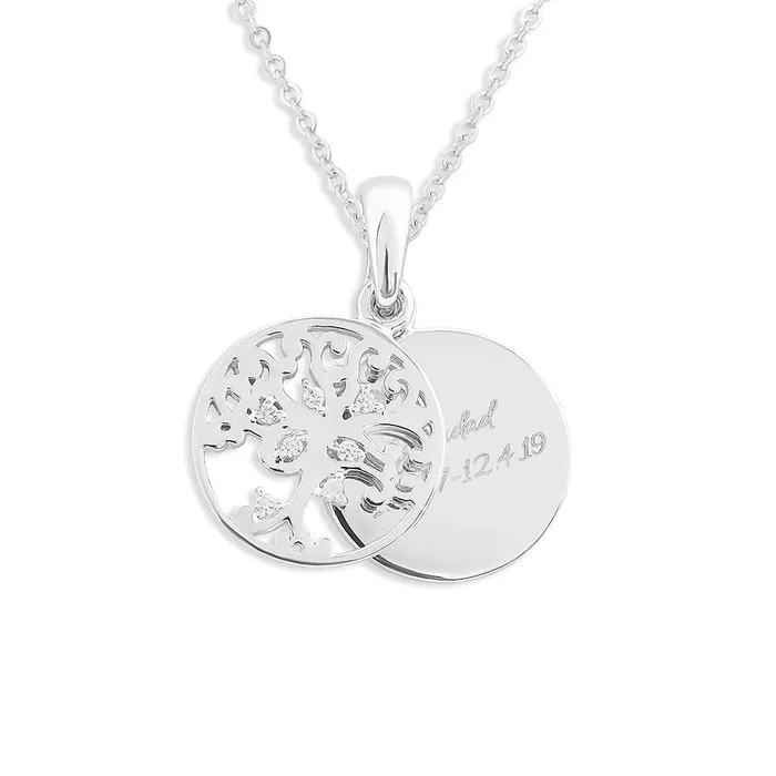 EverWith Necklaces EverWith Engraved Small Tree of Life Standard Engraving Memorial Pendant with Fine Crystal
