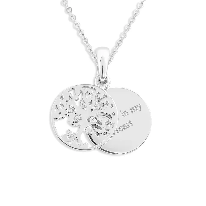 EverWith Necklaces EverWith Engraved Small Tree of Life Standard Engraving Memorial Pendant with Fine Crystal