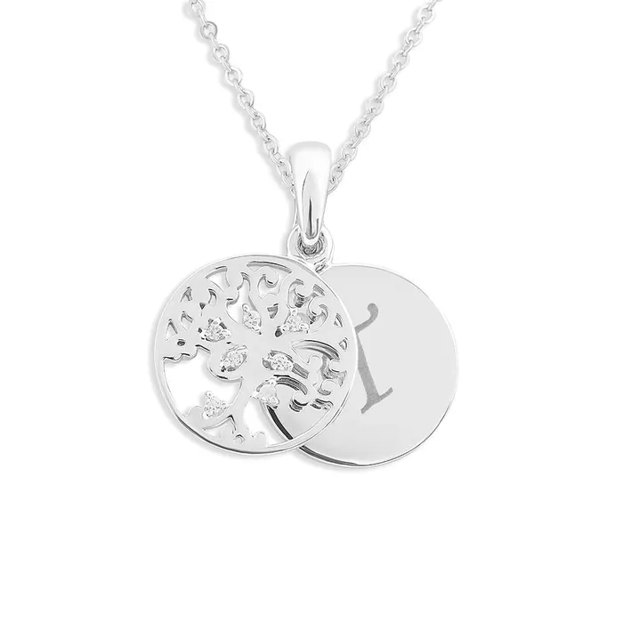 EverWith Necklaces EverWith Engraved Small Tree of Life Standard Engraving Memorial Pendant with Fine Crystal