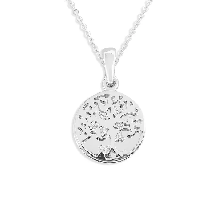 EverWith Necklaces EverWith Engraved Small Tree of Life Standard Engraving Memorial Pendant with Fine Crystal