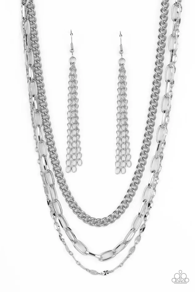 Galvanized Grit Silver Necklace Jewelry by Bretta Paparazzi Accessories Necklaces