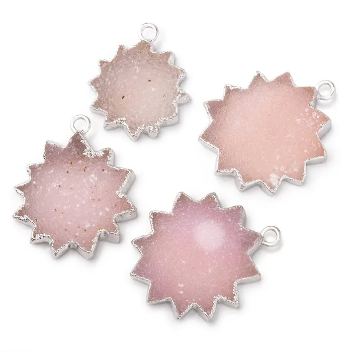 Necklaces Beadsofcambaycom 1721mm Silver Leafed Pink Drusy Star Burst Pendant 1 focal piece Necklaces Beadsofcambaycom 1721mm Silver Leafed Pink Drusy Star Burst Pendant 1 focal piece
