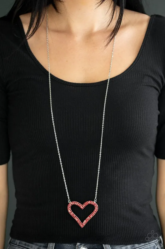 Necklaces Paparazzi Accessories Pull Some HEARTstrings Red Necklace Jewelry by Bretta Necklaces Paparazzi Accessories Pull Some HEARTstrings Red Necklace Jewelry by Bretta