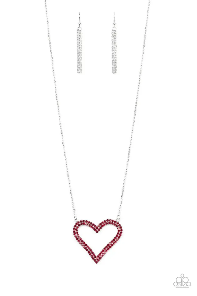 Necklaces Paparazzi Accessories Pull Some HEARTstrings Red Necklace Jewelry by Bretta