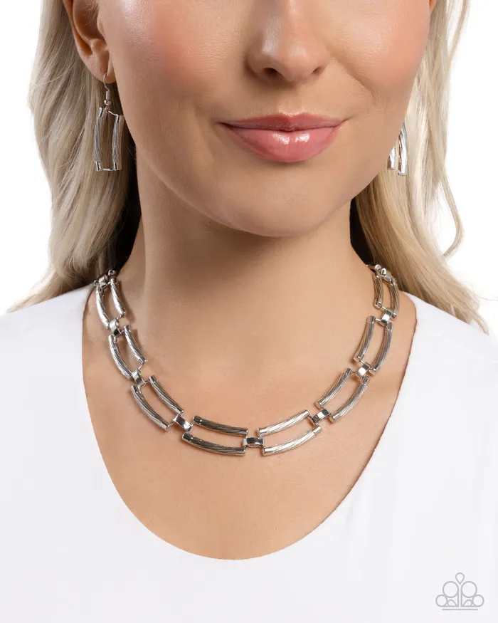 Necklaces Paparazzi Accessories Technical Texture Silver Necklace Jewelry by Bretta Necklaces Paparazzi Accessories Technical Texture Silver Necklace Jewelry by Bretta