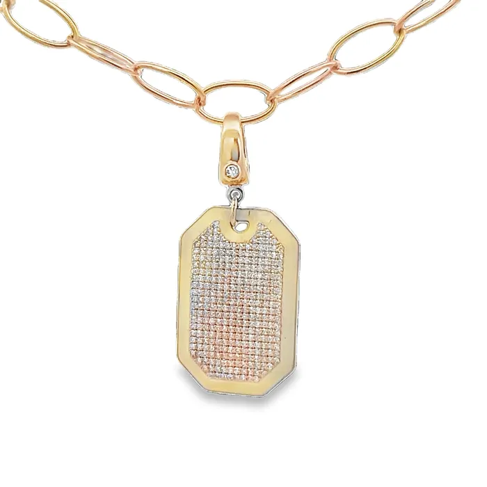 Necklaces YaninaCo Jewelry Enamel Diamond Dog Tag Necklace