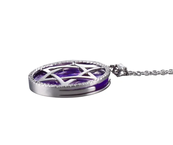 Not Signed Necklaces White Gold Diamond Interchangeable MOP Star of David Pendant Necklace