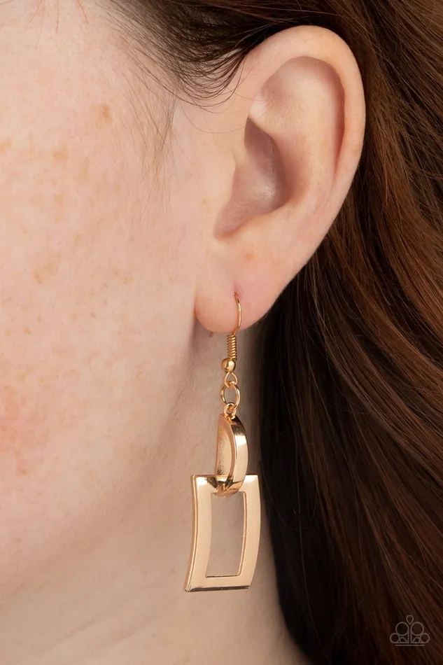 Paparazzi Accessories Blazing Buckles Gold Earrings Jewelry by Bretta Earrings