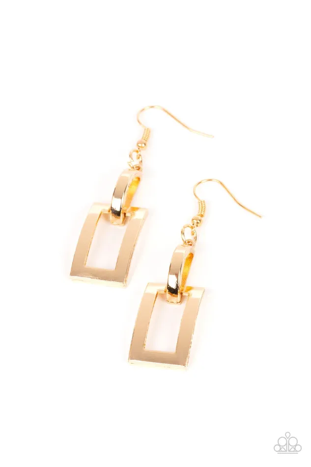 Paparazzi Accessories Blazing Buckles Gold Earrings Jewelry by Bretta Earrings