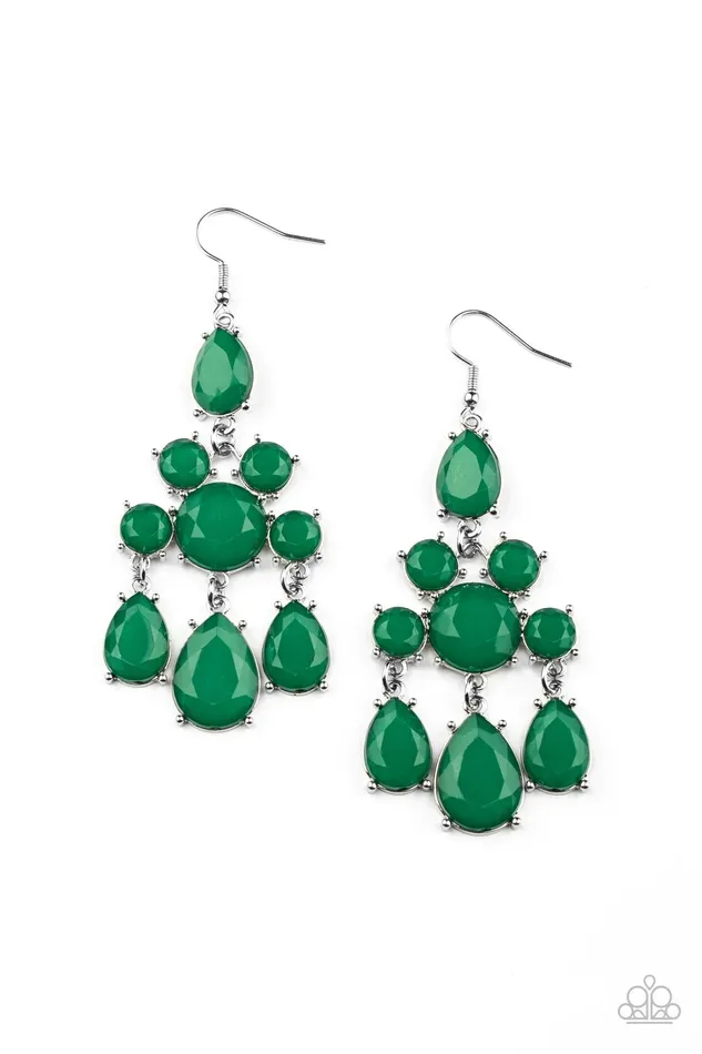 Paparazzi Accessories Earrings Afterglow Glamour Green Earrings Jewelry by Bretta