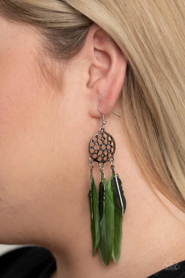 Paparazzi Accessories Earrings In Your Wildest DREAMCATCHERS Green Earrings Jewelry by Bretta Paparazzi Accessories Earrings In Your Wildest DREAMCATCHERS Green Earrings Jewelry by Bretta
