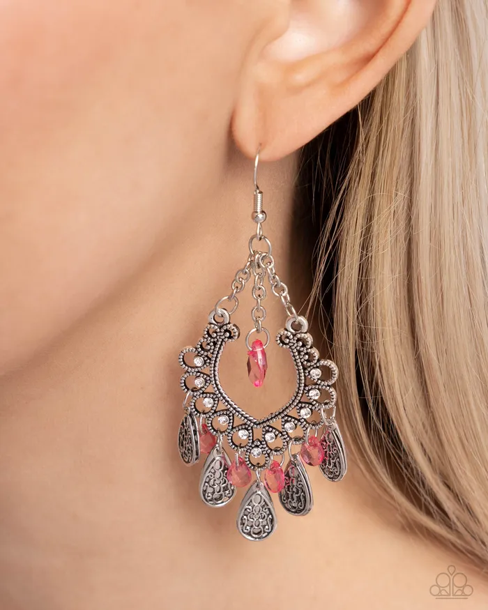 Paparazzi Accessories Earrings Musical Gardens Pink Earrings Jewelry by Bretta