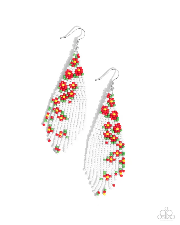 Picturesque Patchwork Red Earrings Jewelry by Bretta Paparazzi Accessories Earrings