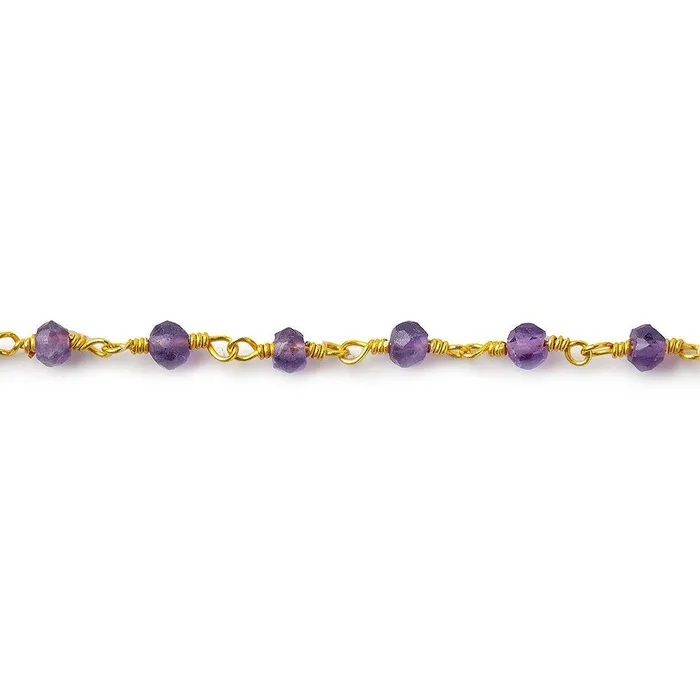 PreStyled Sets Beadsofcambaycom 3mm Amethyst Faceted Rondelle Gold Plated Rosary Chain PreStyled Sets Beadsofcambaycom 3mm Amethyst Faceted Rondelle Gold Plated Rosary Chain