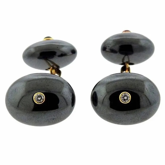 PreStyled Sets Trianon Hematite Ruby Diamond Gold Cufflinks Trianon