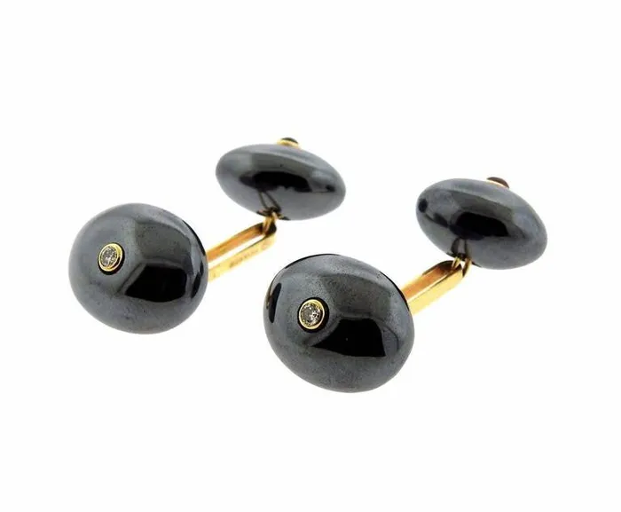 PreStyled Sets Trianon Hematite Ruby Diamond Gold Cufflinks Trianon PreStyled Sets Trianon Hematite Ruby Diamond Gold Cufflinks Trianon