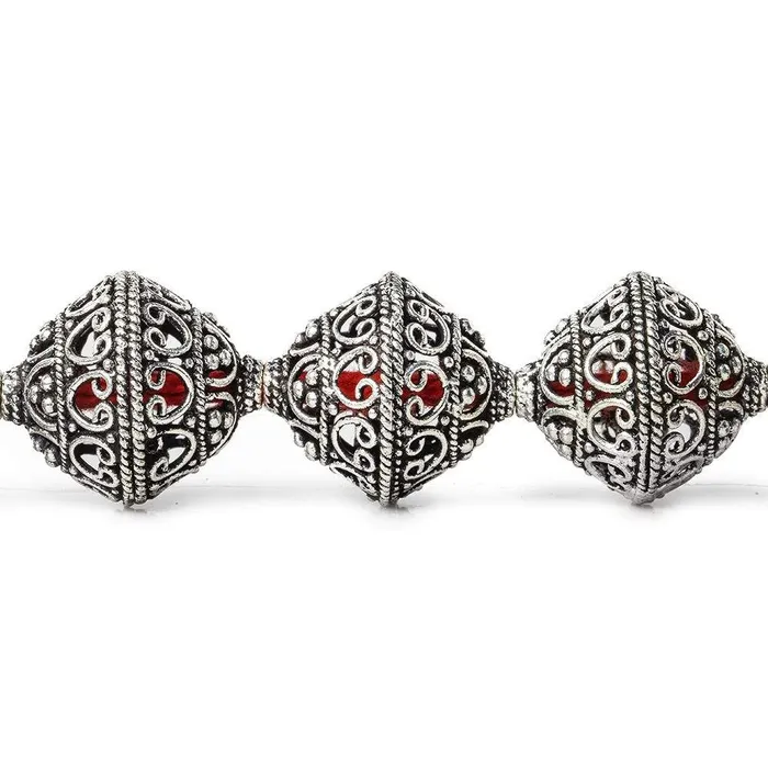 Rings 19x18mm Antiqued Sterling Silver Plated Copper Miligrain and Scroll BiCone 8 inch 11 pcs Beadsofcambaycom Rings 19x18mm Antiqued Sterling Silver Plated Copper Miligrain and Scroll BiCone 8 inch 11 pcs Beadsofcambaycom