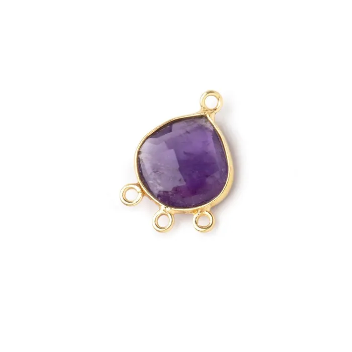 Rings Beadsofcambaycom 12mm Vermeil Bezel Amethyst Faceted Heart 3 ring Connector 1 Focal piece Rings Beadsofcambaycom 12mm Vermeil Bezel Amethyst Faceted Heart 3 ring Connector 1 Focal piece