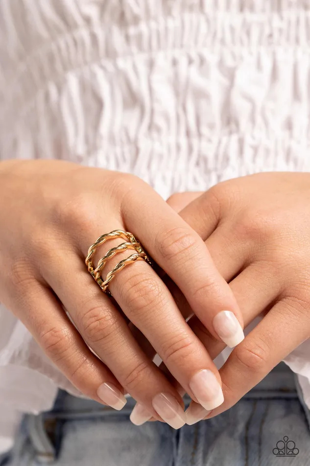 Rings Paparazzi Accessories Corded Command Gold Ring Jewelry by Bretta