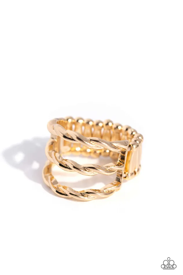 Rings Paparazzi Accessories Corded Command Gold Ring Jewelry by Bretta