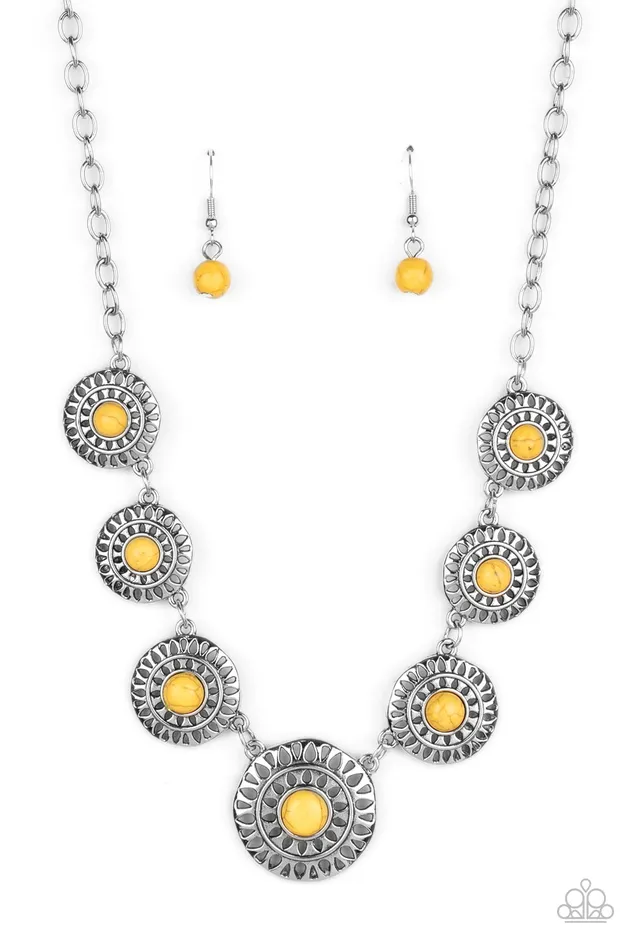 Sahara Solar Power Yellow Necklace Jewelry by Bretta Paparazzi Accessories Necklaces
